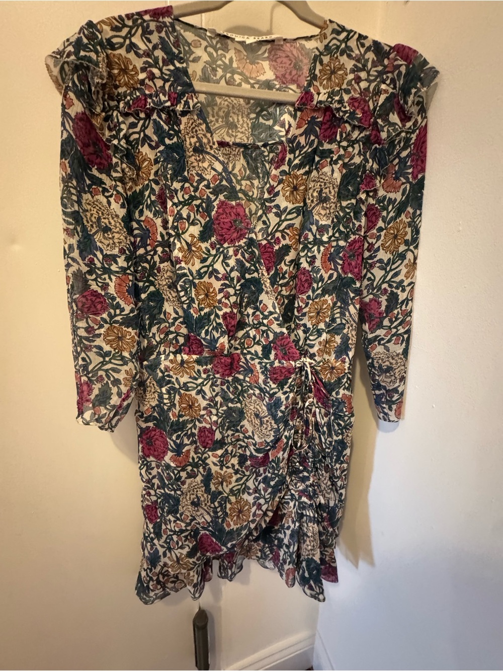 Veronica Beard Fall Floral Print Mini Dress with Long Sleeves
